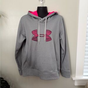 Under Armour Gray Hoodie with Pink Logo